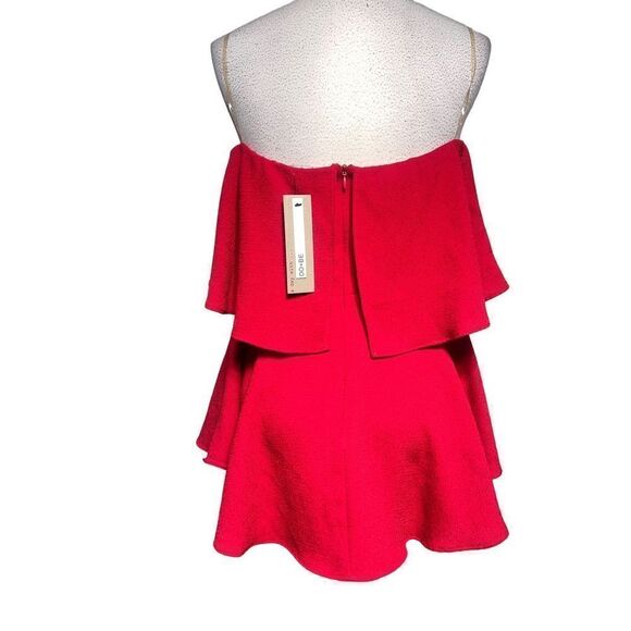 Do + Be NWT Red Strapless Ruffled Frilly Peplum Blouse Size Large - Picture 3 of 4